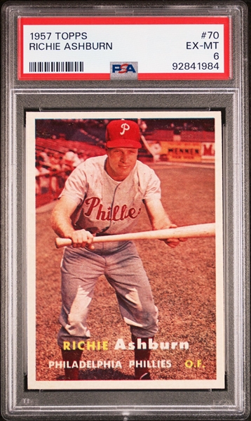 1957 Topps #70 Richie Ashburn PSA 6 (EX-MT)